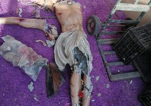 Enajenados destruyen imagen de «El Cristo» de San Luis