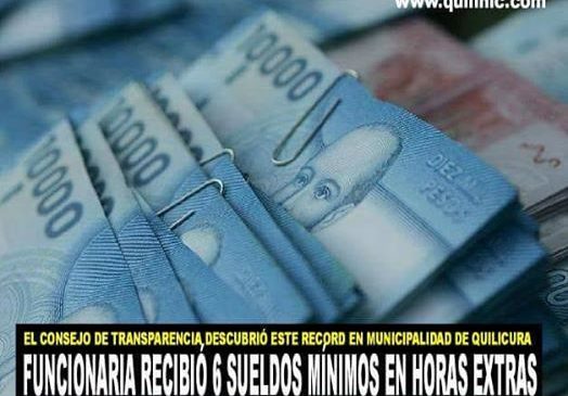 Detectan a funcionaria que gana 6 sueldos mínimos sólo en horas extras